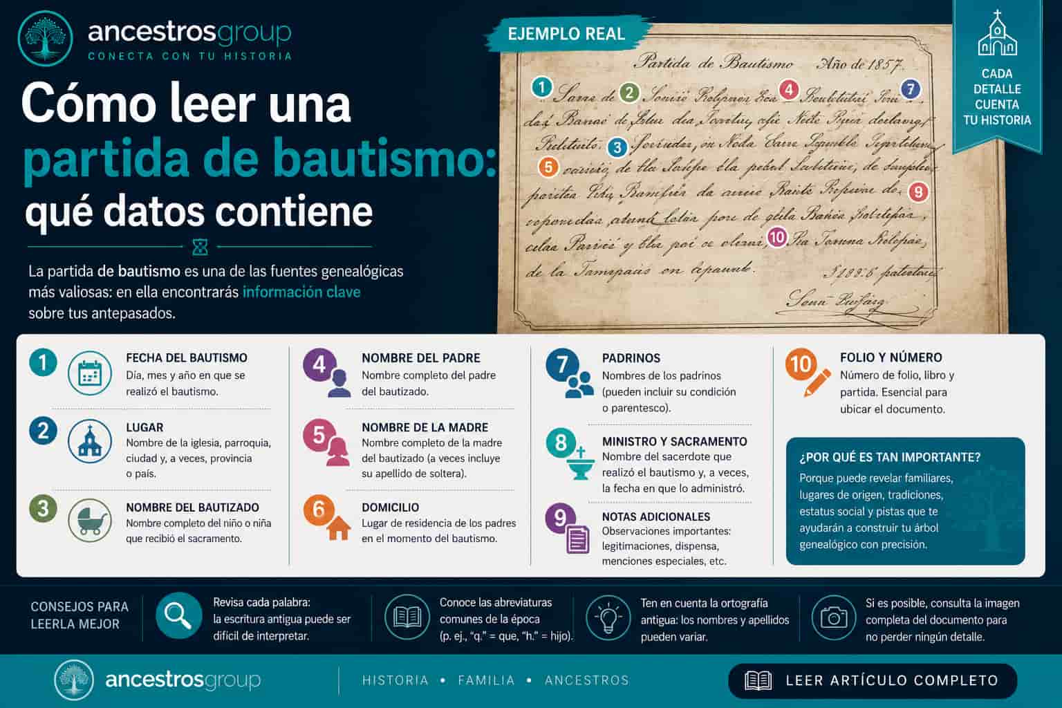 cómo leer partida bautismo