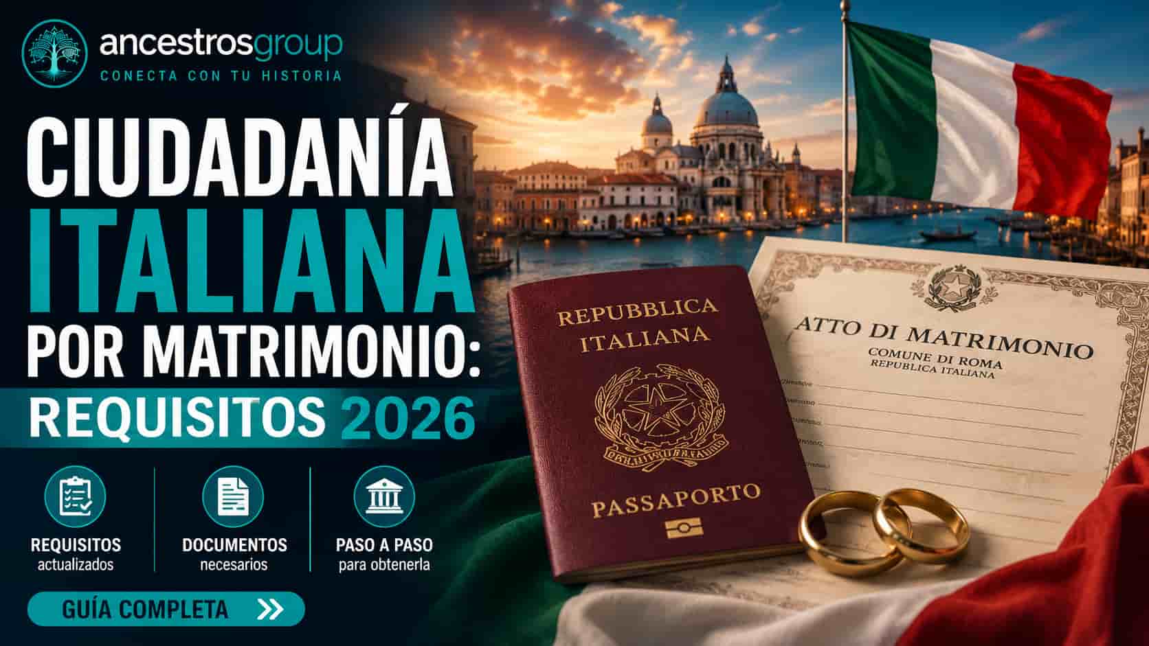 Ciudadanía italiana por matrimonio, anillo y pasaporte
