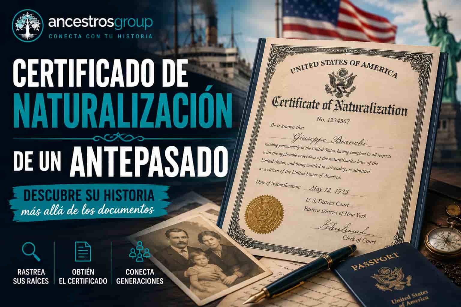 Certificado histórico de naturalización estadounidense