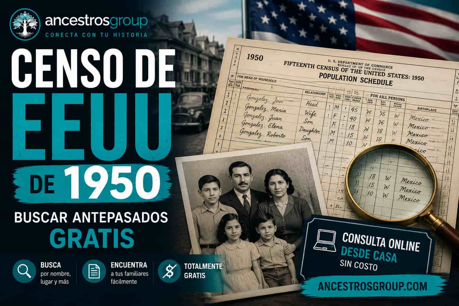 Formulario histórico del censo de Estados Unidos de 1950