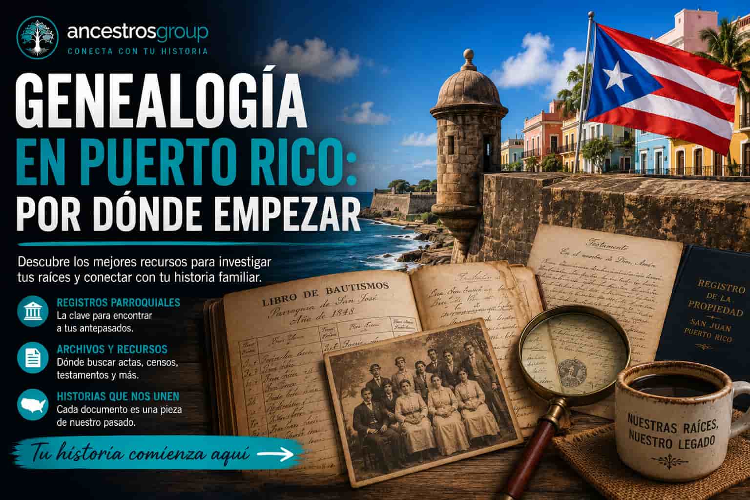 muralla colonial en Puerto Rico, archivo genealógico